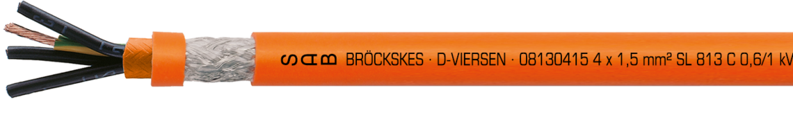 Marking for SL 813 C 08130415: SAB BRÖCKSKES · D-VIERSEN · 08130415 4 x 1,5 mm² SL 813 C 0,6/1 kV CE