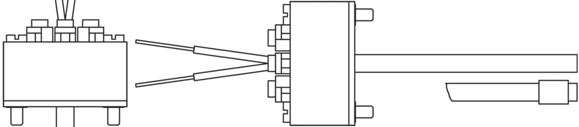 Gauge slide with 1 transmitter and with connection for the second transmitter