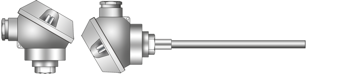 Mineral insulated resistance thermometer with connection head