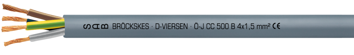 Marking example: SAB BRÖCKSKES · D-VIERSEN · Ö-J CC 500 B 5 x 1,0 mm² CE