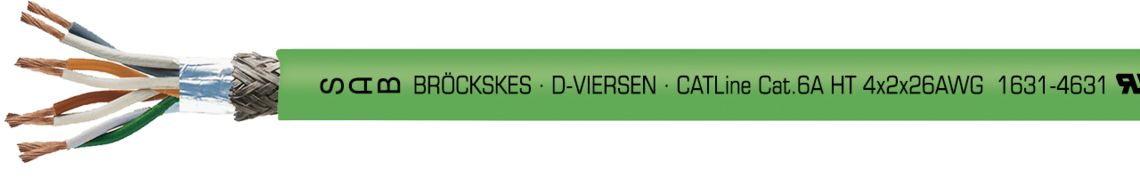 Marking example: SAB BRÖCKSKES · D-VIERSEN · CATLine Cat.6A HT 4x2x26AWG  1631-4631  UL AWM Style 21618 150°C 600V CE