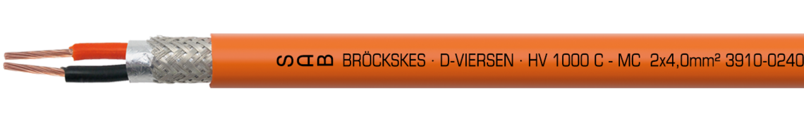 Marking for HV 1000 C MC 39100240: SAB BRÖCKSKES · D-VIERSEN · HV 1000 C - MC  2x4,0mm² 3910-0240  CE