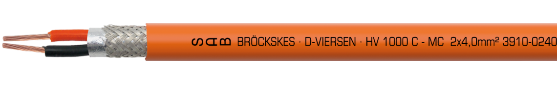 Marking example: SAB BRÖCKSKES · D-VIERSEN · HV 1000 C - MC  2x4,0mm² 3910-0240  CE