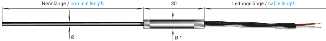 Mineral insulated resistance thermometer with PFA connection cable TTL