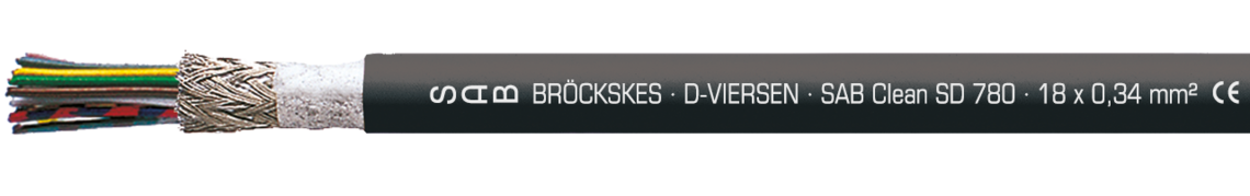 Marking for SABclean SD 780 C 37801803: SAB BRÖCKSKES · D-VIERSEN · SAB Clean SD 780 · 18 x 0,34 mm² CE RoHS and current meter marking