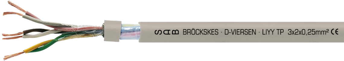Marking example: SAB BRÖCKSKES · D-VIERSEN · LIYY TP 3x2x0,25mm²  CE