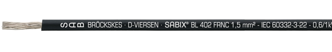 Marking for SABIX® BL 402 FRNC 64020182: SAB BRÖCKSKES · D-VIERSEN · SABIX® BL 402 FRNC 1,5mm² - IEC 60332-3-22 - 0,6/1kV  DNV CE and current meter marking
