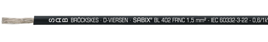 Marking example: SAB BRÖCKSKES · D-VIERSEN · SABIX® BL 402 FRNC 1,5mm² - IEC 60332-3-22 - 0,6/1kV  DNV CE and current meter marking
