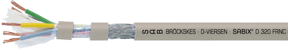 Marking example: SAB BRÖCKSKES · D-VIERSEN · SABIX® D 320 FRNC C1 5 x 0,14 mm² CE