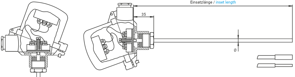 Thermometer with 1 transmitter in the cap without additional protecting tube form MK
