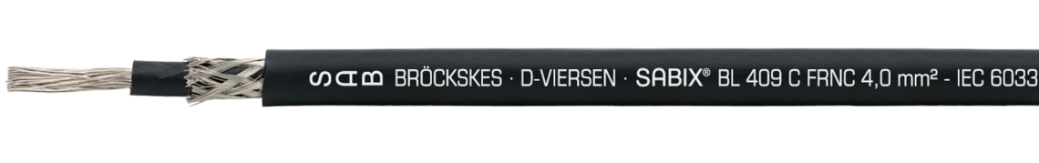 Marking for SABIX® BL 409 C FRNC 64090186: SAB BRÖCKSKES · D-VIERSEN · SABIX® BL 409 C FRNC 4,0mm² - IEC 60332-3-22 - 0,6/1kV DNV CE and current meter marking