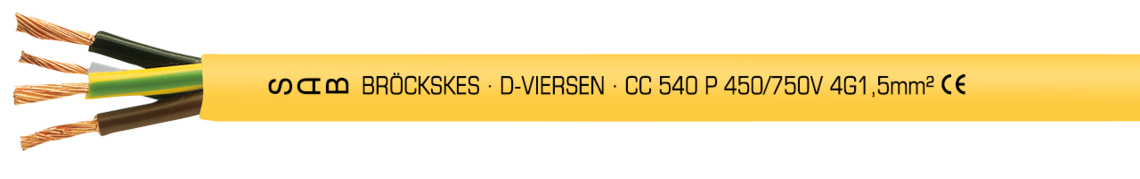 Marking example: SAB BRÖCKSKES · D-VIERSEN · CC 540 P 450/750V 4 G 1,5 mm² CE
