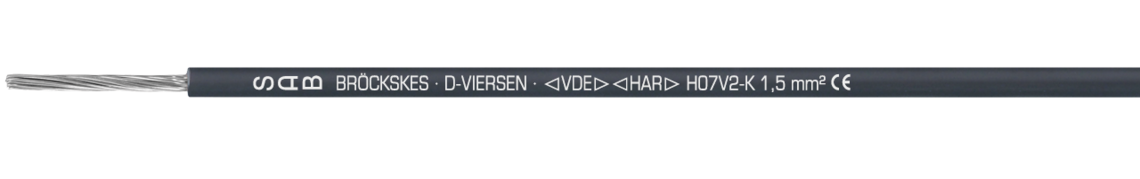 Marking example: SAB BRÖCKSKES · D-VIERSEN · < VDE > < HAR > H07V2-K 1,5 mm² CE