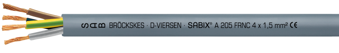 Marking example: SAB BRÖCKSKES · D-VIERSEN · SABIX® A 205 FRNC 4 x 1,5 mm² CE