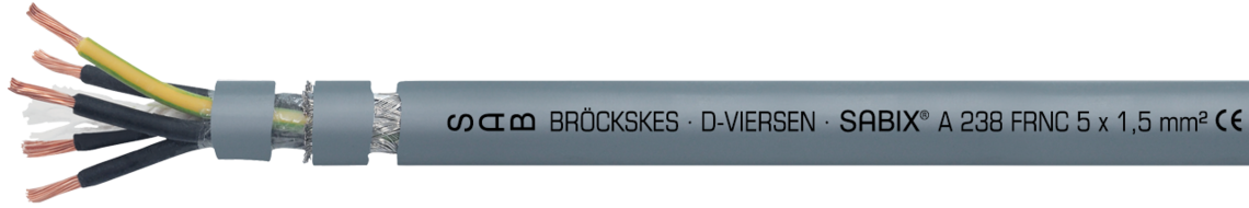 Marking example: SAB BRÖCKSKES · D-VIERSEN · SABIX® A 238 FRNC 5 x 1,5 mm² CE
