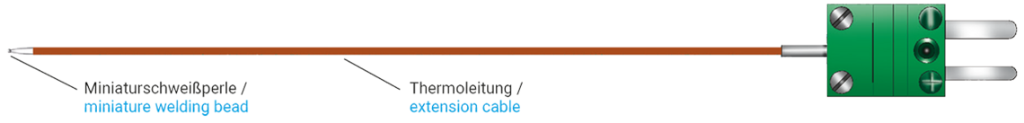 Surface thermocouple with coated miniature welding bead