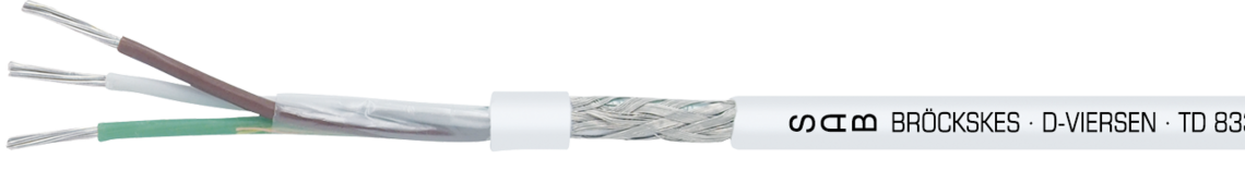 Marking example:
SAB BRÖCKSKES · D-VIERSEN · TD 833 CF AWG 20/3c cULus AWM Style 21618 I/II A/B 150°C 600V FT1 FT2  3833-0320  CE