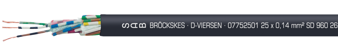 Marking for SD 960 07752501: SAB BRÖCKSKES · D-VIERSEN · 07752501 25 x 0,14 mm² SD 960 26 AWG/25c 07752625 UL AWM Style 21083 80°C 300V CE