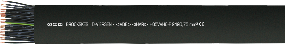 Marking for PVC Flat Cable 02142407: SAB BRÖCKSKES · D-VIERSEN · <VDE><HAR> H05VVH6-F 24G0,75 mm² CE