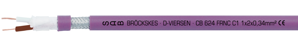Marking example: SAB BRÖCKSKES · D-VIERSEN · SABIX CB 624 FRNC C1 2 x 2 x 0,25 mm² CE