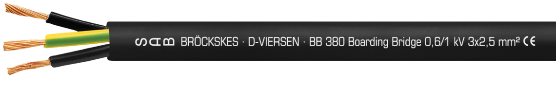 Marking for BB 380 Boarding Bridge 53800325: SAB BRÖCKSKES · D-VIERSEN · BB 380 Boarding Bridge 0,6/1 kV 3x2,5 mm² CE