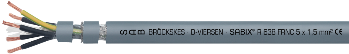 Marking example: SAB BRÖCKSKES · D-VIERSEN · SABIX® R 638 FRNC 5 x 1,5 mm² CE