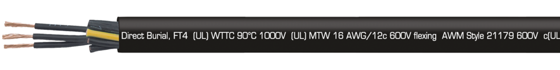 Marking for TR 600 Auto black 32121625:
SAB BRÖCKSKES · D-VIERSEN · TR 600 Auto black 16 AWG/12c 32121625 TFFN (UL) Type TC-ER 90°C 600V, Oil Resistant I, Sunlight Resistant,
Direct Burial, FT4 (UL) WTTC 90°C 1000V (UL) MTW 16 AWG/12c 600V flexing AWM Style 21179 600V c(UL) Type CIC 90°C dry 600V FT1 FT2 FT4 CE