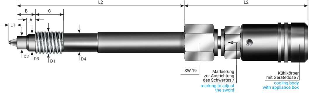 Melt temperature probe for temperature measurement of plastic melt in extruders, injection moulding machines and injection moulds