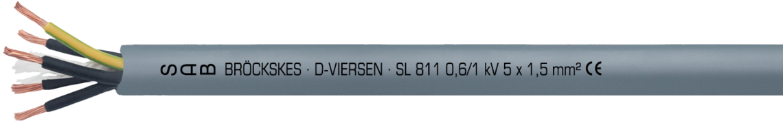 Marking for SL 811 08110415: SAB BRÖCKSKES · D-VIERSEN · SL 811 0,6/1 kV 5 x 1,5 mm² CE