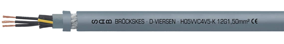 Marking for H05VVC4V5-K 02551215: SAB BRÖCKSKES · D-VIERSEN · H05VVC4V5-K 12 G 1,50 mm² CE
