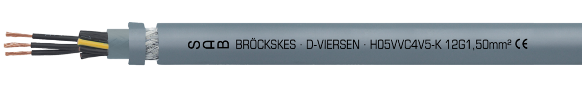 Marking example: SAB BRÖCKSKES · D-VIERSEN · H05VVC4V5-K 12 G 1,50 mm² CE