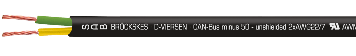 Marking for CAN-Bus minus 50 06290041: SAB BRÖCKSKES · D-VIERSEN · CAN-Bus minus 50 - unshielded 2xAWG22/7 UL AWM Style 20549 80°C 300V 0629-0041 CE