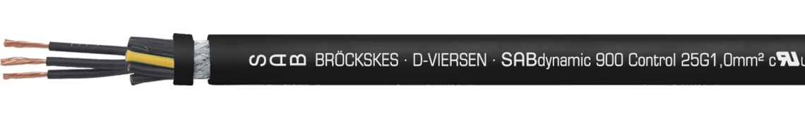 Marking example:
SAB BRÖCKSKES · D-VIERSEN · SABdynamic 900 Control 25G1,0mm² cULus AWM Style 21209 AWM I/II A/B 90°C 600V FT1 FT2 0901-2510 CE