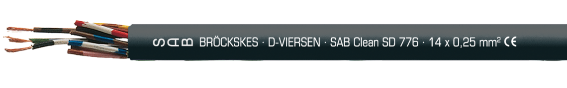 Marking for SABclean SD 776 37761402: SAB BRÖCKSKES · D-VIERSEN · SAB Clean SD 776 · 14 x 0,25 mm² CE RoHS and current meter marking