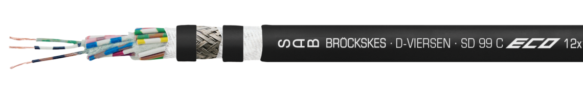 Continuously flexible SABIX®/PUR data cable with coloured cores and overall copper screen Marking example:
SAB BRÖCKSKES · D-VIERSEN · SD 99 C ECO 25x0,14mm² CE