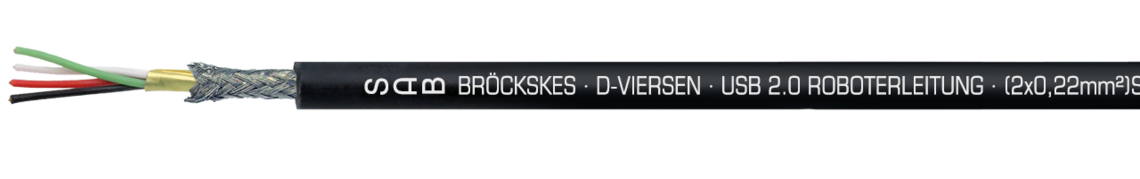 Marking for USB 2.0 RT UL/CSA with UL/CSA 06012022: SAB BRÖCKSKES · D-VIERSEN · USB 2.0 RT UL/CSA · (2 x 0,22 mm²) ST + 2 x 0,5 mm² 0601-2022 UL AWM Style 21198 80°C 300V CSA AWM I/II A/B 80°C 300V FT2 CE