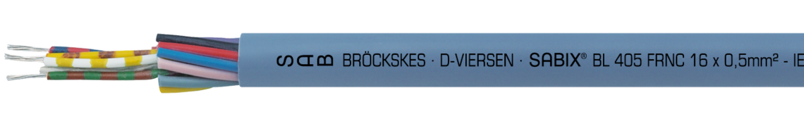 Marking example: SABIX® BL 405 FRNC 16 x 0,5 mm² - IEC 60228-3-22 · 350V DNV CE and current meter marking