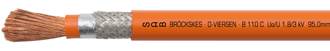 Marking for B 110 C 01109507: SAB BRÖCKSKES · D-VIERSEN · B 110 C  Uo/U 1,8/3 kV 95,0mm² cULus AWM Style 30123 AWM I/II A/B 150°C 3000V FT1 FT2