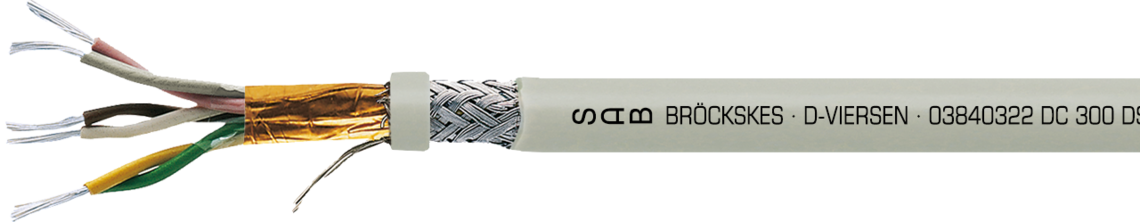 Marking example:
SAB BRÖCKSKES · D-VIERSEN · 03840322 DC 300 DS TP 22 AWG/3pr 03842203 UL AWM Style 2464 80°C 300V  CSA AWM I/II A/B 80°C 300V FT1 FT2 CE