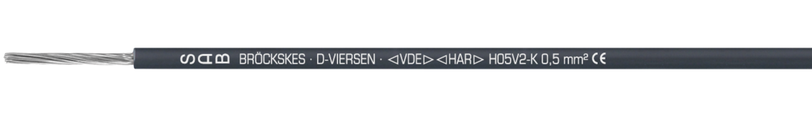 Marking example: SAB BRÖCKSKES · D-VIERSEN · < VDE > < HAR > H05V2-K 0,5 mm² CE