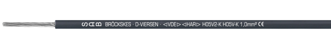 Marking example: SAB BRÖCKSKES · D-VIERSEN · < VDE > < HAR > H05V2-K H05V-K 0,5 mm² CE