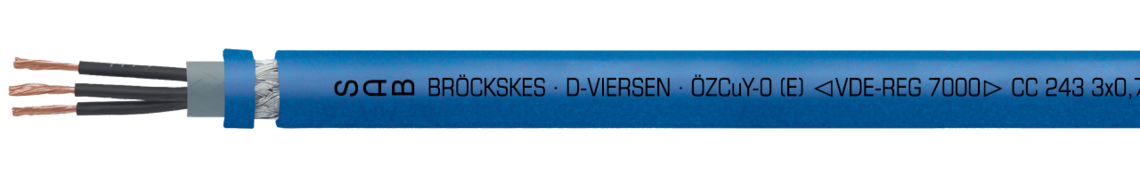 Marking example: SAB BRÖCKSKES · D-VIERSEN · ÖZCuY-0 (E) VDE-Reg.-Nr. 7000 CC 243 3 x 0,75 mm² CE