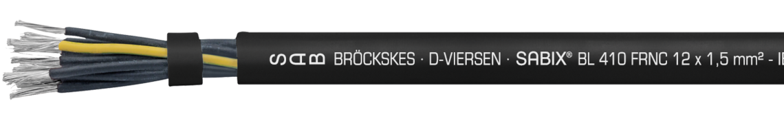 Marking for SABIX® BL 410 FRNC 64101215: SAB BRÖCKSKES · D-VIERSEN ·
SABIX® BL 410 FRNC 12 x 1,5mm² - IEC 60332-3-22 - 0,6/1kV DNV CE and current meter marking