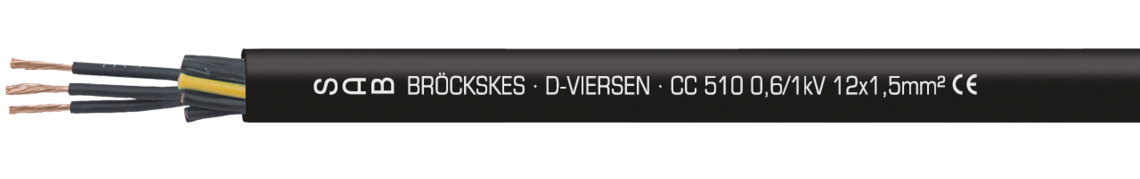 Marking example: SAB BRÖCKSKES · D-VIERSEN · CC 510 0,6/1 kV 4 x 1,5 mm² CE