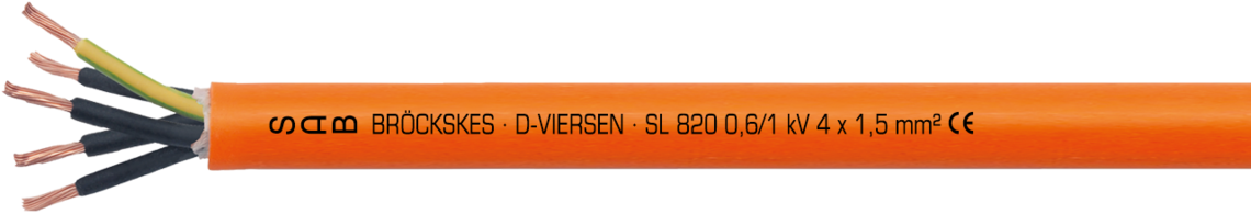 Marking for SL 820 C 08200415: SAB BRÖCKSKES · D-VIERSEN · SL 820 0,6/1 kV 4 x 1,5 mm² CE