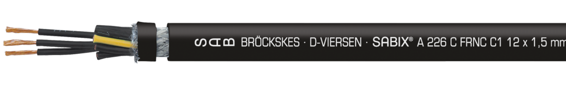 Marking example: SAB BRÖCKSKES · D-VIERSEN · SABIX® A 226 C FRNC C1 12 x 1,5 mm² CE