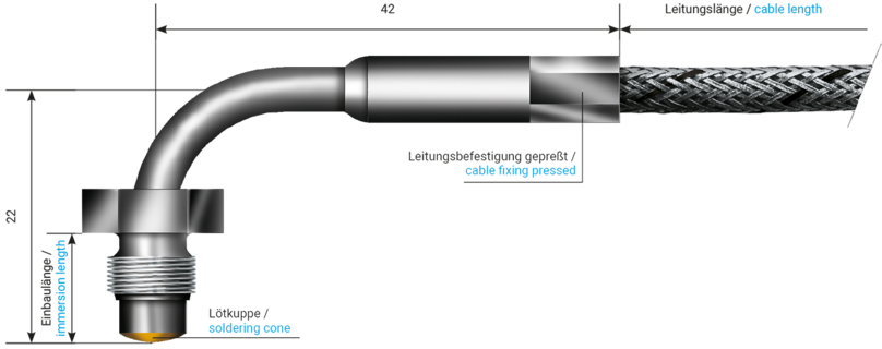 Angle screwed thermocouple