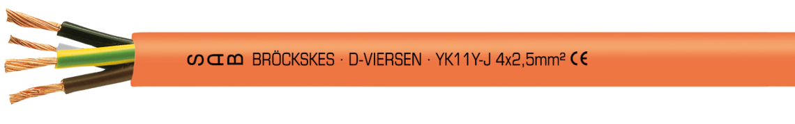 Marking for YK11Y-J 02660425: SAB BRÖCKSKES · D-VIERSEN · YK11Y-J 4 x 2,5 mm² CE