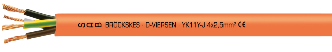 Marking example: SAB BRÖCKSKES · D-VIERSEN · YK11Y-J 4 x 2,5 mm² CE
