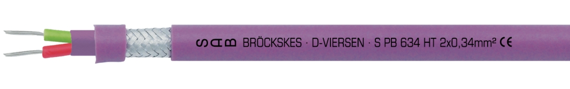 Marking for S PB 634 HT 36341000:
SAB BRÖCKSKES · D-VIERSEN · S PB 634 HT 2x0,34mm² CE